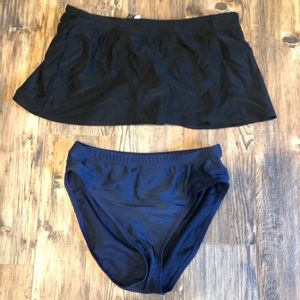 Black and blue Bathing suit skirt and bikini